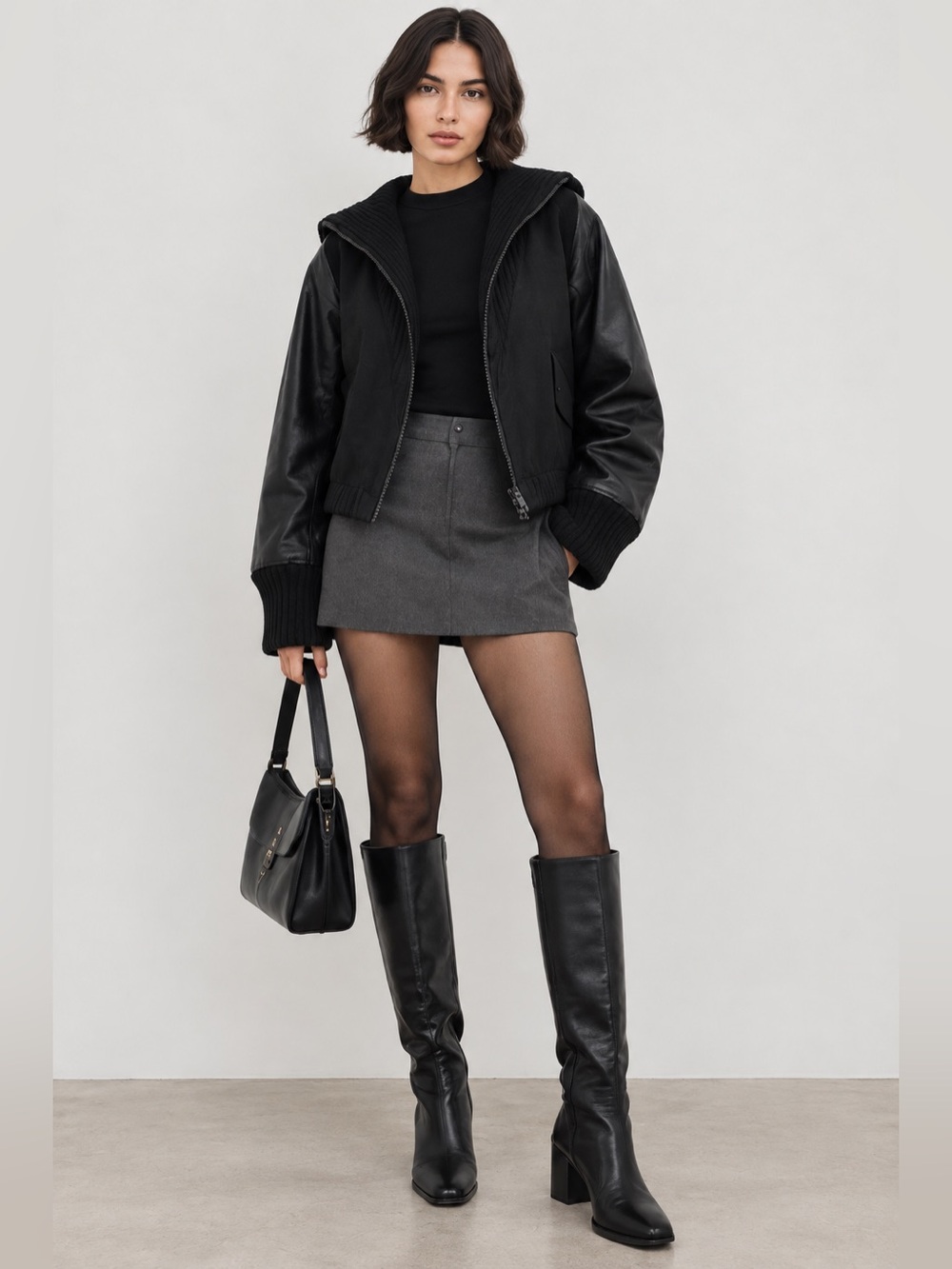 Rachel Comey Leather & Wool Zip Front Jacket Goth Bikercore Streetwear
